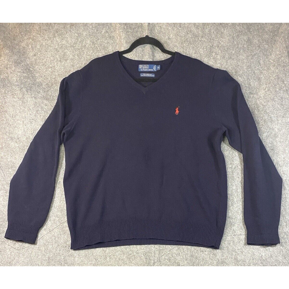 Polo Ralph Lauren Sweater Mens Extra Large Navy 100% Lambs Wool Exclusive